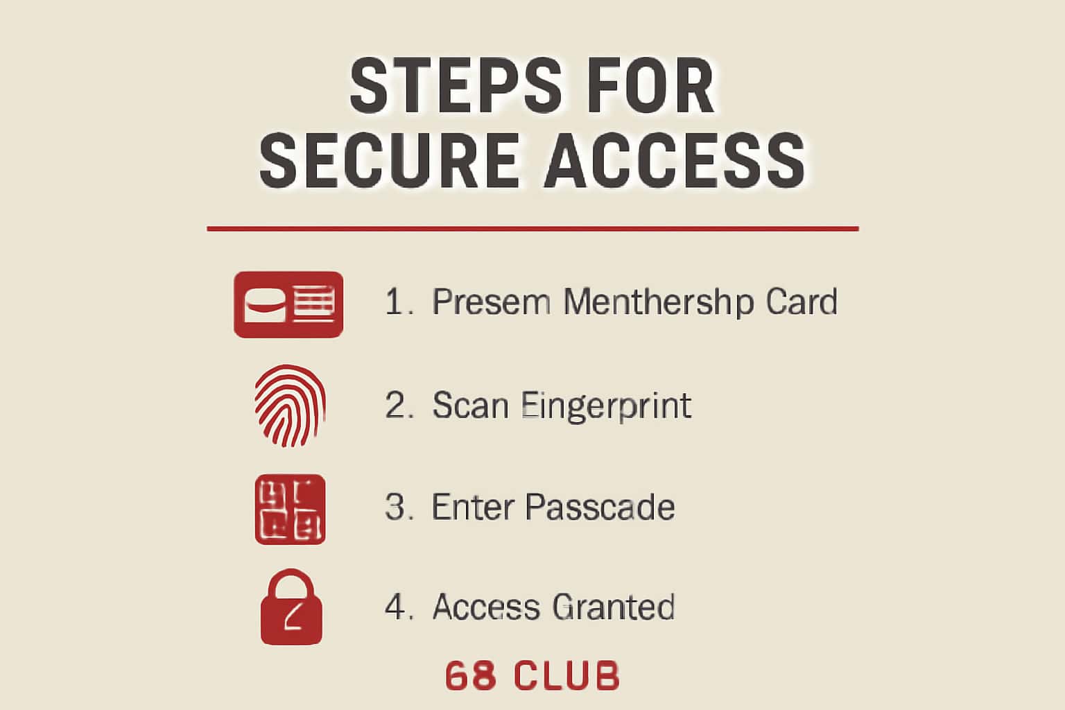 Informational scene about secure access procedures for 66 Club.