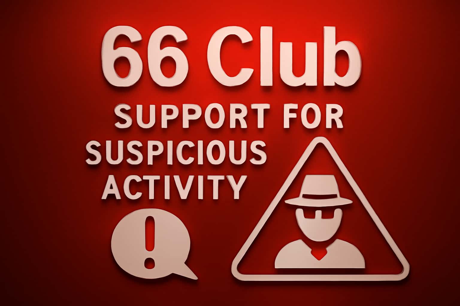 An informative visual representation of 66 Club Support for Suspicious Activity.