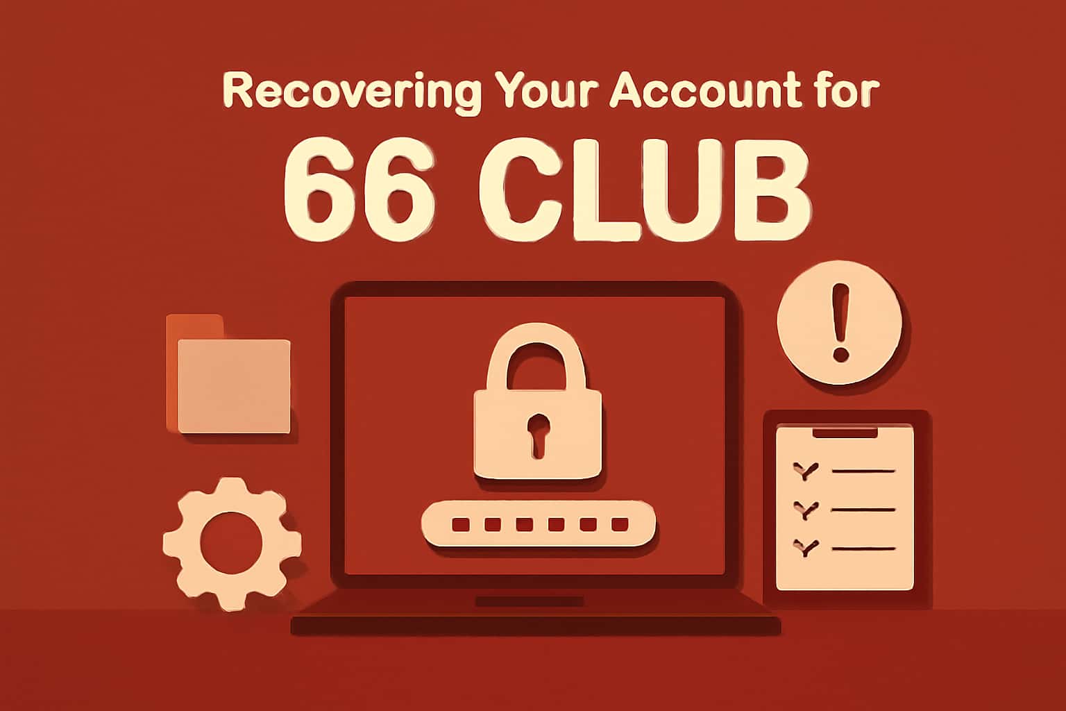 Illustrative scene showing the concept of account recovery for 66 Club with secure elements.