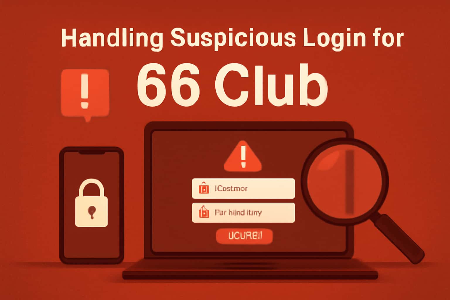High-tech representation of handling suspicious login attempts for 66 Club.
