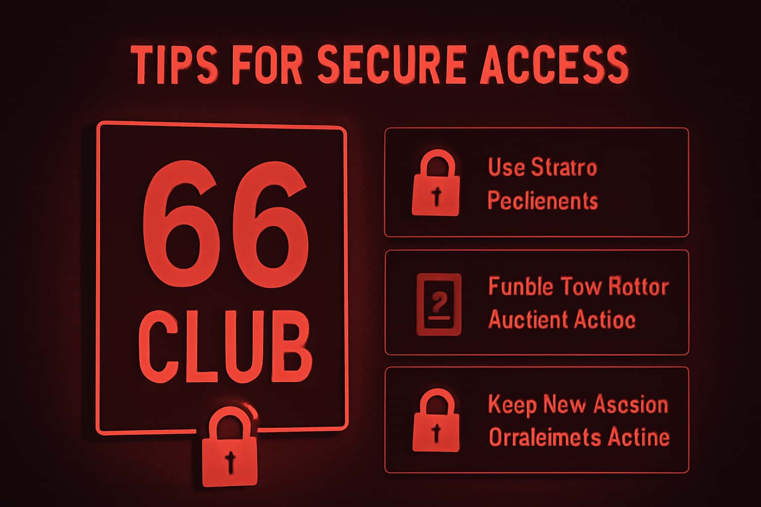 An informative scene on secure access tips for the 66 Club.