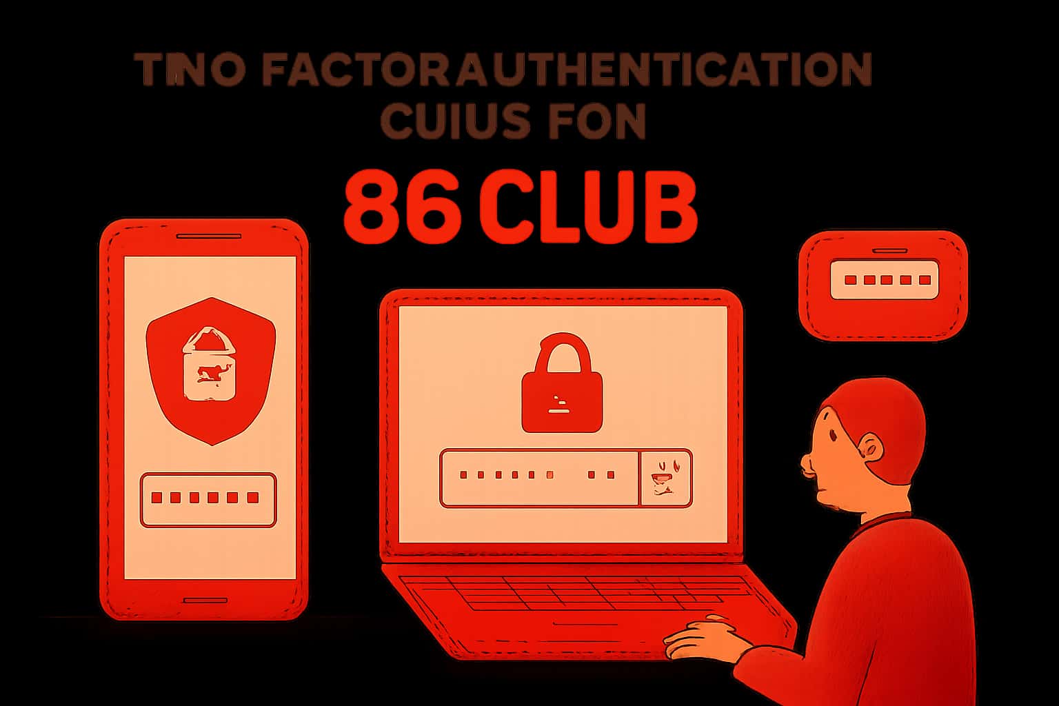 A professional illustration representing Two Factor Authentication, with the text '66 Club' prominently displayed.